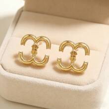 MTOW CC耳钉，心形耳钉，双C设计耳环 - 彩色 - 查看 12