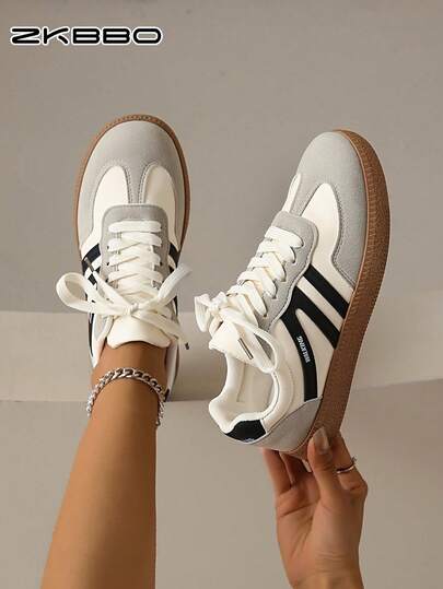 ZKBBO Women's Flat Casual Shoes, Lightweight & Comfortable Criss-Cross Sneakers, Plus Size Fitness & Walking Shoes