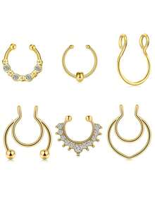 假鼻中隔环，无需穿孔即可佩戴的假鼻中隔环，不锈钢材质，男女通用 - Fake Septum Ring - 查看 13