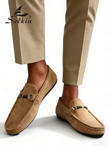 Salkin 设计师款男士休闲乐福鞋，纯色仿麂皮绒面革，柔软舒适，防滑耐磨，适合休闲、商务、毕业典礼、婚礼、春夏秋季等多种场合，尺码偏小，建议选购大一码。 - 卡其色 - 查看 11