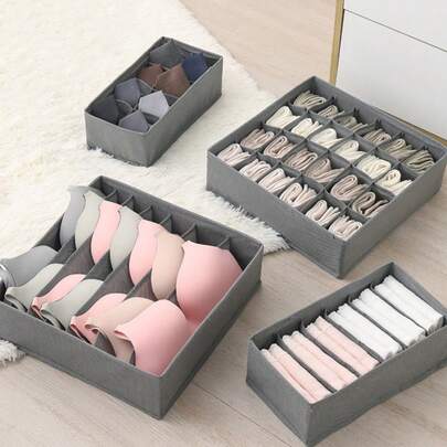 1 Piece/4-Piece Set Foldable Wardrobe Drawer Clothing Storage Set, Including Foldable Wardrobe Storage Basket And Fabric Storage Box, Portable Storage Box | Divided Drawer Storage Box, Suitable For Clothing, Underwear, Bras, Ties, Accessories, Socks, Scarves, Leggings, T-Shirts, Jeans, And Winter Clothing | An Ideal Choice For Bedroom And Home Storage