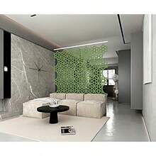 Divisor de habitación colgante 12 piezas 3D de fibra de fieltro hexagonal huecado superficie de fibra de poliéster de alta densidad panel de visualización de decoración para el hogar y - Verde nen - Ver 4