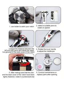 3pcs/Set Watch Repair Tools, Adjustable Case Back Opener, Caseback Remover, With Movement Holder, Handmade Gift - Style 1 - View 5