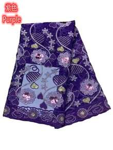 5码/1码优质非洲奢华亮片网纱蕾丝面料,法式蕾丝面料,适用于尼日利亚婚礼派对礼服 - A - 查看 17