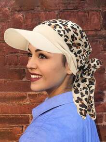 1pc New Arrival European And American Long Tail Ribbon Headscarf Hat, Women Satin Brim With Two Tails Turban Cap - Multicolor - View 7