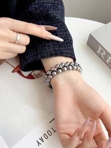 1pc Watch Band + Case Set For Galaxy Watch 8, 1pc Women's Jewelry Rhinestone Metal Fashion Watch Band, Fit For Galaxy Watch 8 40mm 44mm, Adjustable Replacement Strap Accessories Sport Band Suitable For 5.5-6.3 Inch Wrist - Space Grey - View 8
