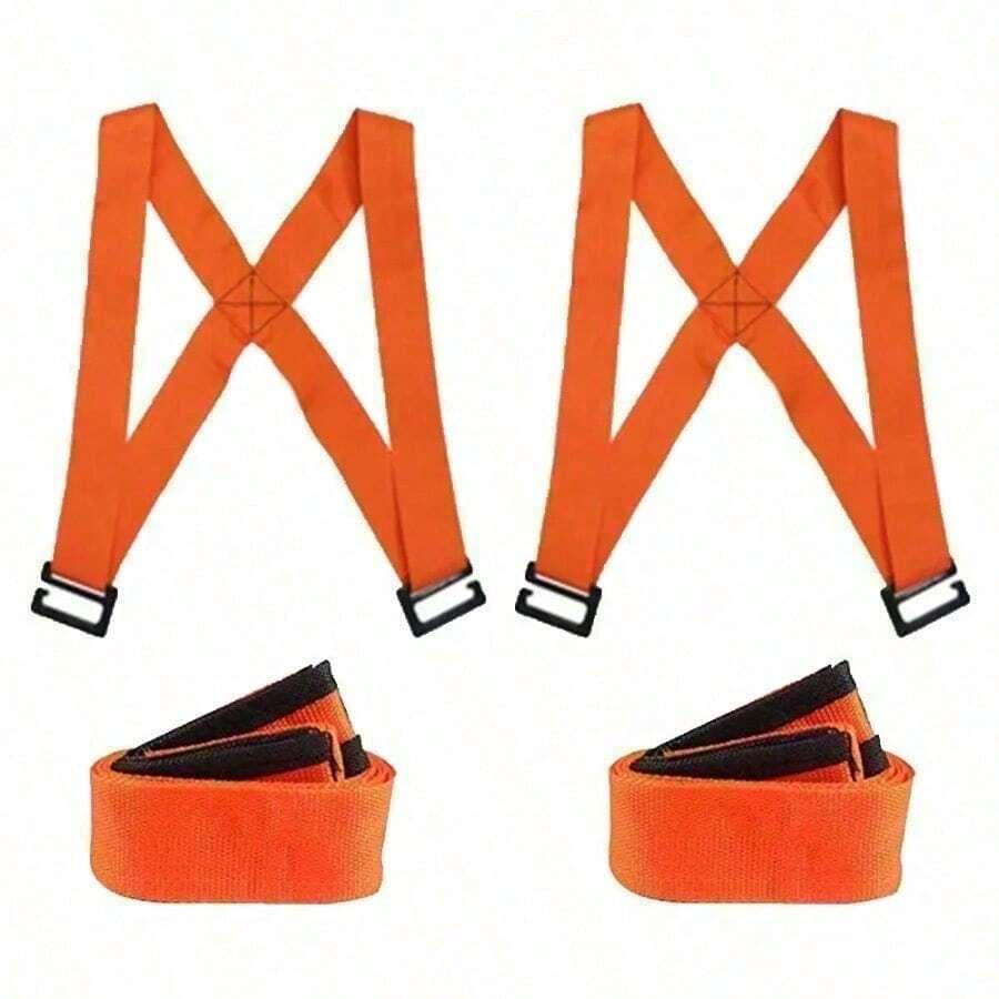 2pcs Furniture Moving Shoulder Strap, Forklift Lifting Sling, Wrist Strap - Orange - View 1