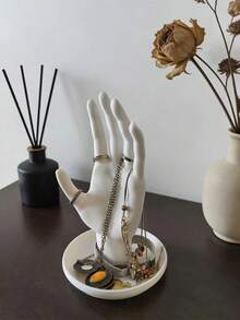 1pc Creative Hand-Shaped Jewelry Holder, Wabi-Sabi Style Hand Organizer, Suitable For Office, Entryway, Bedroom Vanity - Multicolor - View 3
