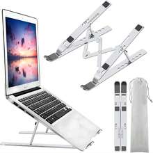 Ergonomic Adjustable Aluminum Alloy Laptop Stand For Desk, Foldable Portable Lightweight Notebook Riser, Ventilated Heat Dissipation Anti-Slip Anti-Scratch Stable Computer Holder, Universal Compatibility For 10-15.6 Inch Laptops & Tablets, Multi-Angle Modern Minimalist Desktop Laptop Mount For Home Office Study Work Business Travel,   Comfort Laptop Support - 查看 12