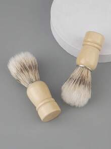 胡须剃须刷化妆刷 1支装 木柄刷毛 美发沙龙理发师皂泡沫剃须男士面部清洁工具 - 鬍鬚刷 - 查看 4