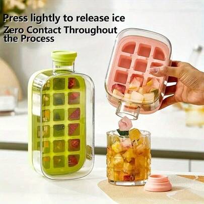 Ice Cube Mold, Ice Tray/Ice Jug - Press-Type Ice Tray, Ice Ball Maker, Large-Capacity Ice Storage Box, Large-Capacity Water Jug. Suitable For Summer And Home Freezers, Allowing You To Store Drinks And Ice Cubes Simultaneously.