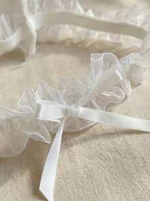 欧美流行新娘婚礼腿链吊袜带蕾丝花朵蝴蝶结性感腿带 - 白色 - 查看 4