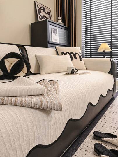 1件几何图案沙发垫套，四季通用沙发套，宠物友好型防猫抓沙发保护套，可水洗，客厅装饰，适用于L型、单人、双人、三人、四人沙发和组合沙发（单独出售）