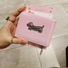 1 PC Fashionable Cartoon Embroidery Wallet, Multifunctional With Multiple Card Slots, Solid Color Cute Card Bag - Multicolor - View 13