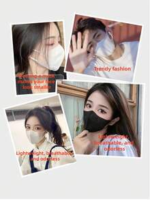 50/10pcs High Quality Adult Disposable 5D 3D KN95 Protective Face Mask, 4-Layer Design, Unisex - Multicolor - View 5