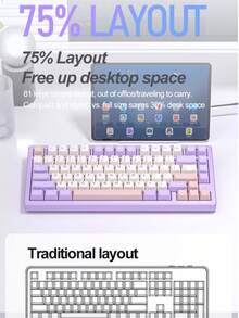 Teclado mecánico personalizado X75 RGB inalámbrico Bluetooth de 3 modos, de aluminio CNC puro - Ver 6