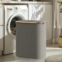 145L Large Laundry Basket Bin Bag Foldable Hamper 2 Compartment Double Sided Lid - View 3