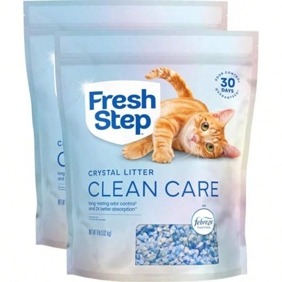 Fresh Step Crystals Arena para Gatos Premium perfumada 16 Libras 2 Paquetes de Bolsas de 8 Libras - como en la foto - Ver 1