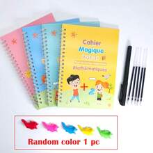 4pcs French Calligraphy Practice Set, Including Alphabet & Numeral Workbooks, French Beginner Copybook, With 1 Magic Pen - A - View 9