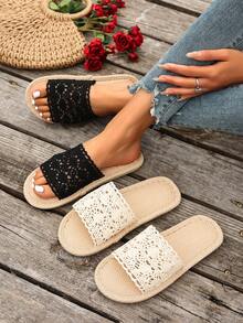 2026 Minimalist Open Toe Flat Slip-On Sandals, Suitable For All Seasons - Black - View 7