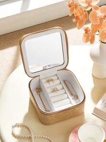 Dior 金色首饰盒带镜子，方形便携收纳包，2026春夏新款时尚单品。旅行必备。化妆包、手提包，闪亮金色高档收纳盒 - 金色 - 查看 8