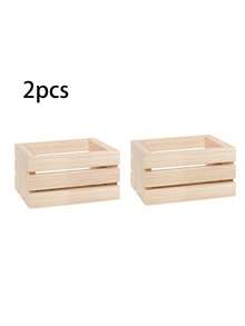 2/4/6pcs Mini Rustic Wooden Boxes, Unfinished Wooden Storage Boxes, Suitable For DIY Crafts, Kitchen, Office, Bedroom, Wardrobe, Rustic Decor - Multicolor - View 11