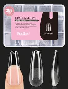 Beetles Soft Gel Nail Tips Short Almond 288pcs In 12 Sizes, Etch-X Pre-Etched Full Cover Acrylic Fake Nails Art - Coffin Long 288pcs (Etch X Nail Tips) - View 1