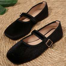 Comfortable Square Toe Flats Sandals For Women Soft Work Retro Mary Jane Shoes Comfortable Dress Shoes - 黑色 - 查看 7