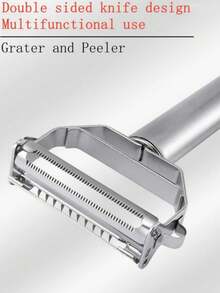 Dụng cụ gọt vỏ và bào rau củ quả 2 trong 1 bằng thép không gỉ, 1 chiếc - Bạc - Xem 3