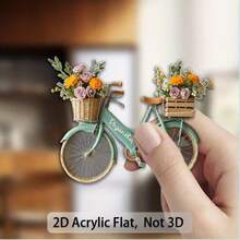 1pc 2D Flat Sunflower Bouquet Fridge Magnet - Bright Yellow Floral Bouquet, Realistic Flowers And Delicate Ribbon Decor - Acrylic Fridge Decoration, Gift For Floral Enthusiasts (With Adhesive) - Multicolor - View 2