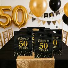 10/20/50pcs Black & Gold 50th Anniversary Gift Bags - 50th Birthday Party Unisex Gift Bags With Handles, 50th Birthday Decoration - Age - View 9