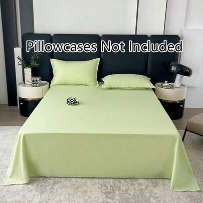 1 pieza Sábana de cama minimalista de unicolor, suave y transpirable de tela cepillada, lavable a máquina, se ajusta a cama doble (no incluye funda de almohada)