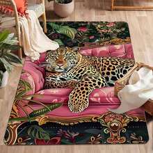 Thảm trải sàn họa tiết da báo trên ghế sofa, có thể giặt được - Thích hợp cho bàn cà phê phòng khách, phòng ngủ, lối vào, phòng ăn, hành lang, phòng chơi game, sân hiên ngoài trời, sân vườn, thảm trang trí phòng ngủ, trang trí phòng, chất liệu flannel cao cấp. - 3 - Xem 3