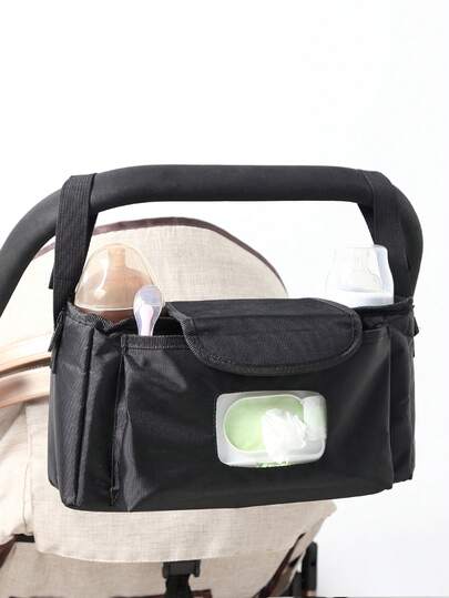 1 pieza Bolsa colgante de almacenamiento para cochecito, Bolsa cambiadora de pañales para bebé, Accesorios para bebé, Organizador de cochecito, Suministros para recién nacidos, Regalo para recién nacidos, Lonchera para niños, Accesorios para cochecito de bebé, Bolsillo para cochecito de bebé, Gancho para cochecito