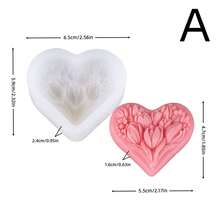 Heart-Shaped Tulip Silicone Mold Aromatherapy Candle Mold Combining Heart And Tulip 3D Flat Bottom Design Perfect For Handmade DIY Decorations, Soap Making, And Home Decoration Reusable And Durable Silicone Mold - Transparent White - View 8