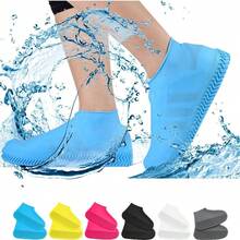 3/5/6 Pairs Reusable Waterproof Rain Shoe Covers, Silicone Outdoor Anti-Slip Overshoes - Multicolor - View 1