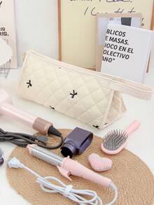 Bow Quilted Hair Dryer Storage Bag  Curling Iron Storage Bag Hair Clips Storage Bag With Divider Cosmetic Bag Makeup Bag Hair Tool Storage Bag Jewelry Organizer Multi-Functional Storage Bag Hair Dryer Holder Hair Tool Bag Set Travel Carrying Organizer Bag For Crimping Hair Tools(Curling Iron, Hair Dryer),Hair Clips,Hair Straightener, Ideal For Home&Travel,Travel Essentials Cruise Essentials Bridesmaid Gifts Mom Gifts - View 14