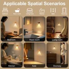 Modern LED Magnetic Sensor Wall Light, Wireless LED Motion Sensor Wall Lamp, Dimmable Wall Mounted Decorative Light, Wireless Sensor Night Light, LED Wireless Bedroom Bedside Lamp, For Corridor, Bathroom, Bedroom, Kitchen, Cabinet, Stairs, Entrance, Table, Wardrobe, Home Decor, Living Room Decor - Multicolor - View 12