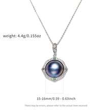 DARA 15-16mm Large Blue Mabe Pearl Pendant With Adjustable Clasp, Silver Chain Included, Comes In Elegant Gift Box - Dusty Blue - View 4