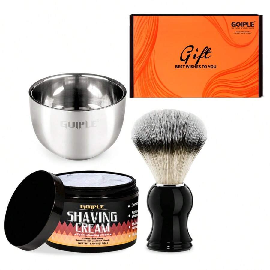 Goiple 男士剃须膏，柔滑剃须皂，保湿软化胡须护理剃须啫喱，保持肌肤清新洁净，滋养干燥肌肤，丰富泡沫，缓解剃须压力，温和剃须膏（5.64盎司/160克） - 膏狀 - 查看 1