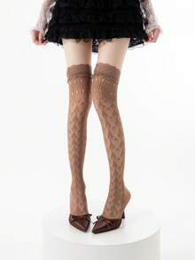 1/3 Pairs Spring/Summer Thin Over-The-Knee Socks, Ballerina Lace Long Socks, Hollow Calf Socks, Y2K Knee-High Socks, Fishnet Slouch Socks, Backless Socks, Minimalist Sexy High Socks, Straight Tube Socks - Multicolor - View 26