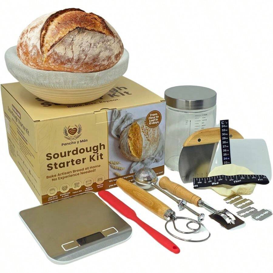 Sourdough Starter Kit With Digital Scale 37oz Jar - 12-Piece Complete ...