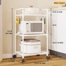 1 buah Rak Penyimpanan Dapur, Rak Panci Oven Microwave Bertingkat Berdiri di Lantai, Rak Penyimpanan Rumah Multifungsi dengan Roda, Rak Kamar Mandi - MultiWarna - View 17