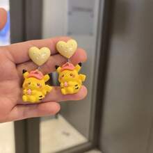 Cute Cartoon Drop Earrings, Yellow Heart Star Pendant Earrings, Japanese Anime Fashion Jewelry For Women - 2/1 Pair - View 7