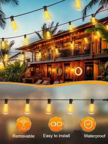 30/15 LED Solar String Lights, IP67 Waterproof, Dual USB Charging, High Brightness 3A Bulbs, Suitable For Outdoor Pubs, Cocktail Bars, Background Wall Decor To Create Ambiance - ST38 - View 4