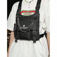 Functional Chest Bag, Fashionable Street Tactical Chest Rig, Sports Functional Bag, Cycling Bag, Delivery Tool Bag Tools Belt Bag Phone Bag, Thigh Bag, Camping, Easter - 黑色 - 查看 8