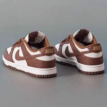 Nike Giày thể thao nữ DUNK Classic Retro cổ thấp, giày thể thao thường ngày. - Trắng Nâu - Xem 2