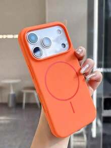 Liquid Silicone Magnetic Phone Case Compatible With IPhone 16 Pro Max Waterproof Shockproof Anti-Fall Scratch Resistant - Orange - View 3