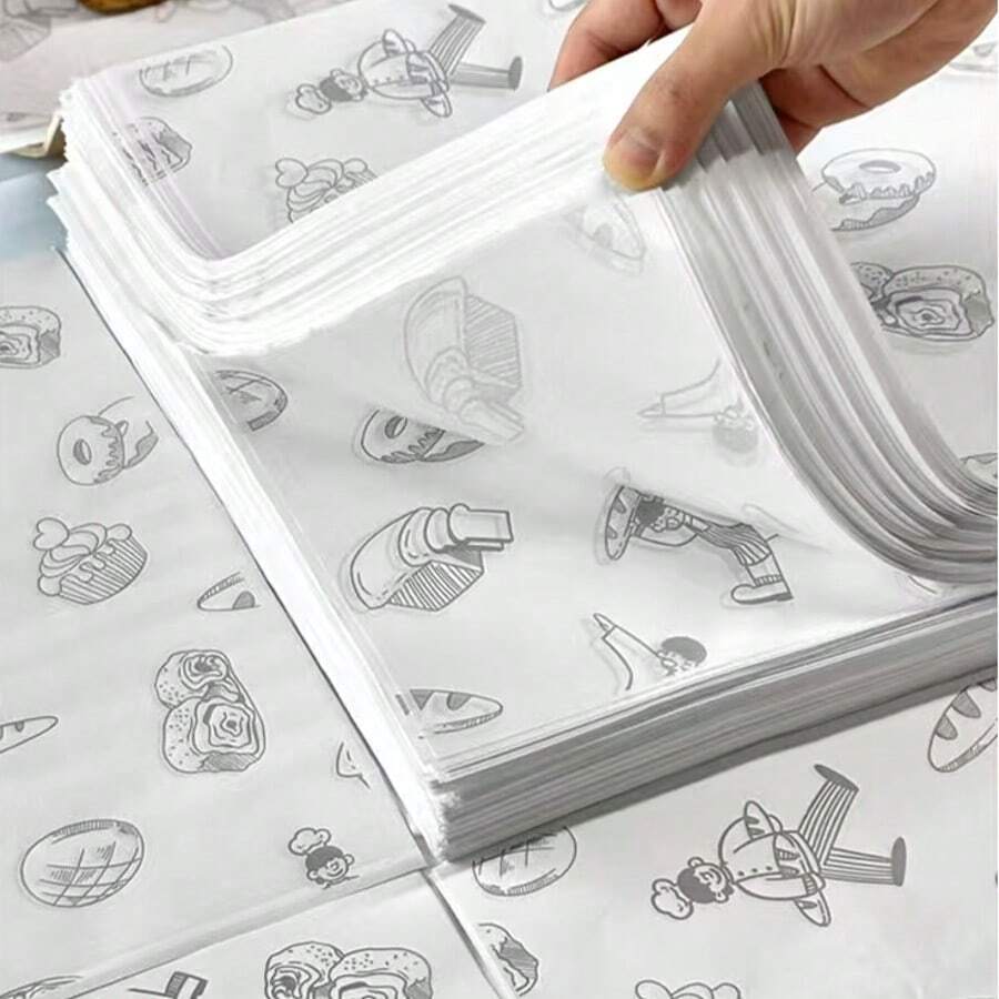 Baking Paper, Disposable Plate Liner Paper, Bread Tray Paper, Grease-Proof Food Paper, Bakery Toast Cake Dessert Liner Paper, Food Packaging Paper - Multicolor - View 1