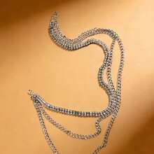 Cross-Border Hip-Hop Fashion Full Diamond Claw Chain Multi-Layer Crystal Chain Necklace, Exaggerated Necklace, Evening Choker Necklace - Silver - View 3